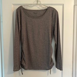 Athleta yoga workout top long sleeve ruched Heather gray women’s size M